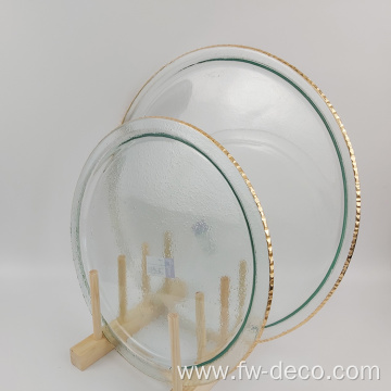 12.5 inch round Gold Rim Glass Charger Plates